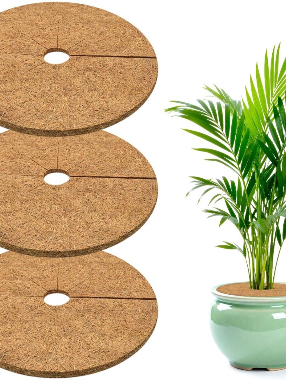 11.8 Inch Coconut Fiber Tree Ring Mulch Mat, 3 Pack Tree Mulch Ring